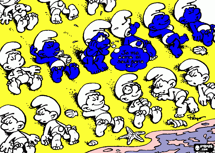 Omalovánka 1000 šmoulu na pláži