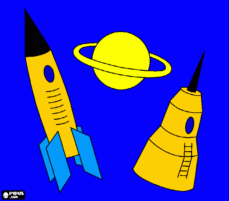Omalovánka 2 rakety u mimozemské planety Saturn
