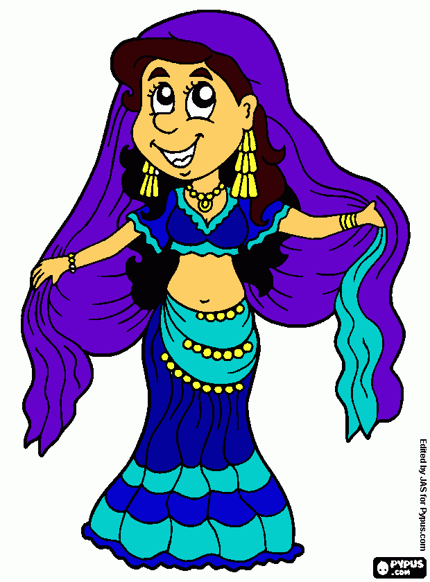 Omalovánka arabská tanečnice