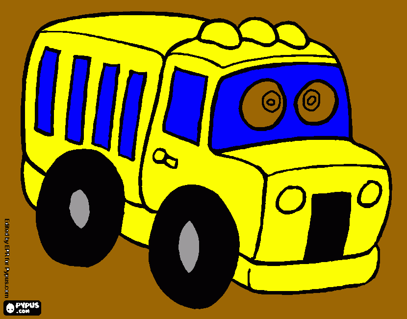 Omalovánka autobus na ovládání jede v blátě