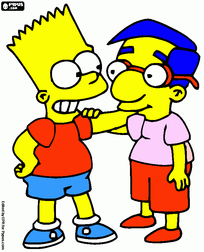 Omalovánka Bart a milhose, dva velcí přátelá
