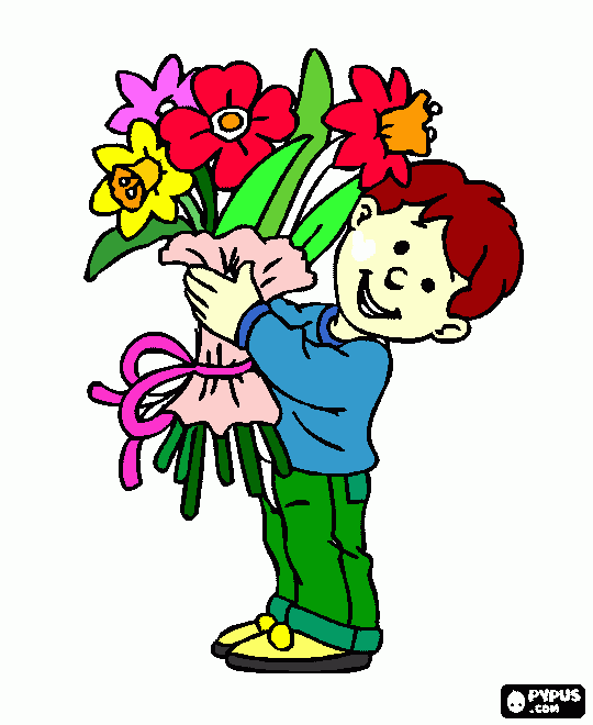 Omalovánka Chlapec s kvetmi