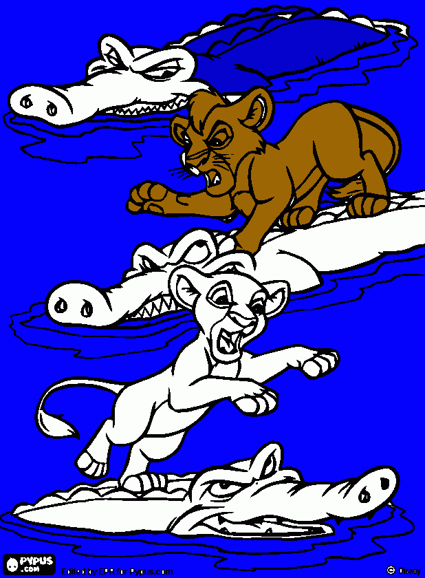 Omalovánka Covu a Kiara na krokodýlech