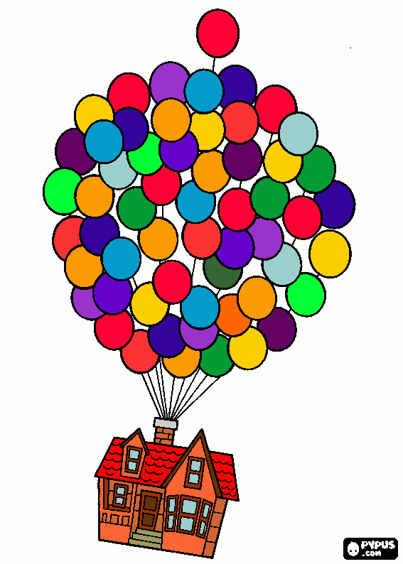 Omalovánka domeček s balonkama