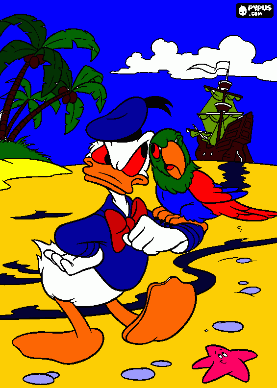 Omalovánka Donald VS papoušek