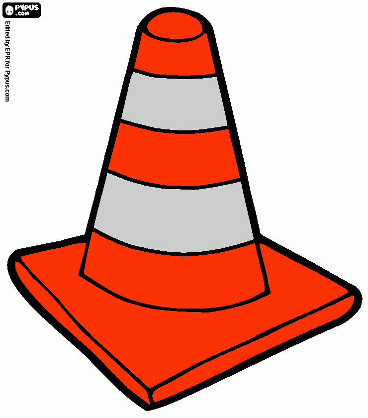 Omalovánka Dopravní kužel barevný