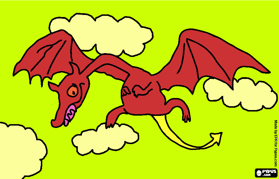 Omalovánka drak letící