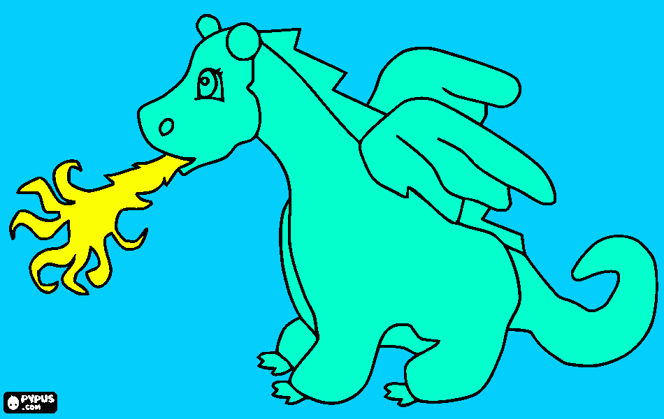 Omalovánka Dráček se učí plivat oheň v mracích