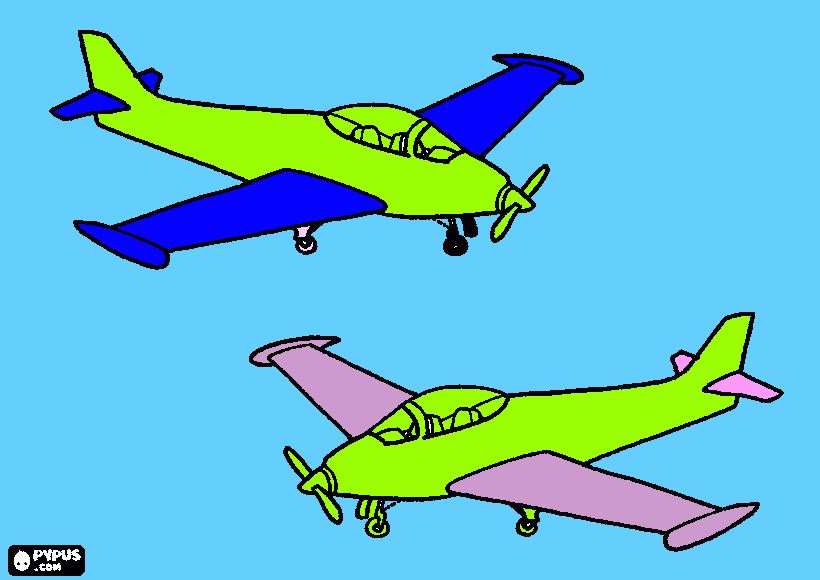 Omalovánka Dvě kaskadérská letadla ve vzduchu.