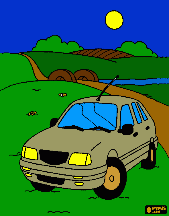 Omalovánka Fiat v parku