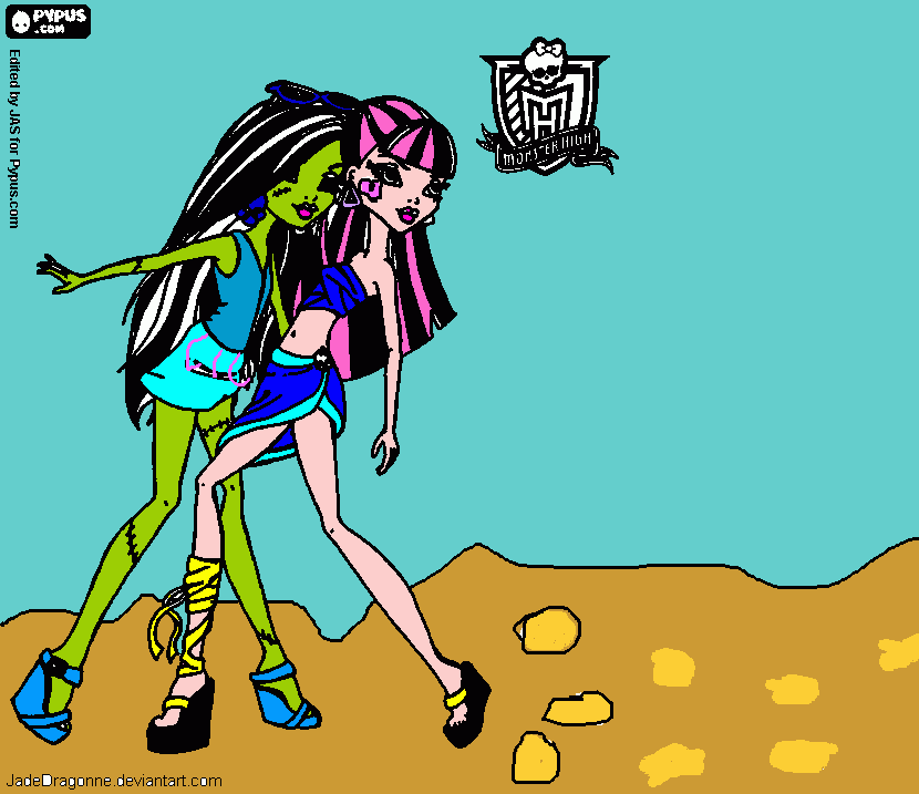 Omalovánka Frenký a Drakulaura na pláži     Nikol Veselá