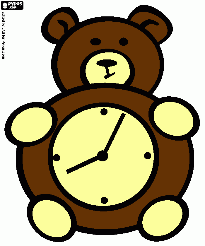 Omalovánka hodiny medvídek
