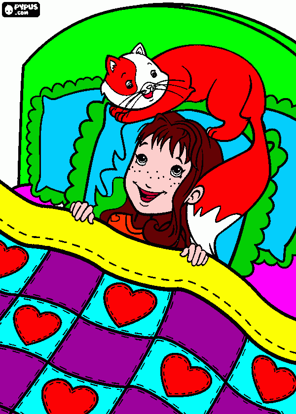 Omalovánka holka a kočka