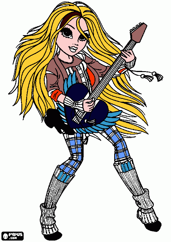 Omalovánka holka s kytarou