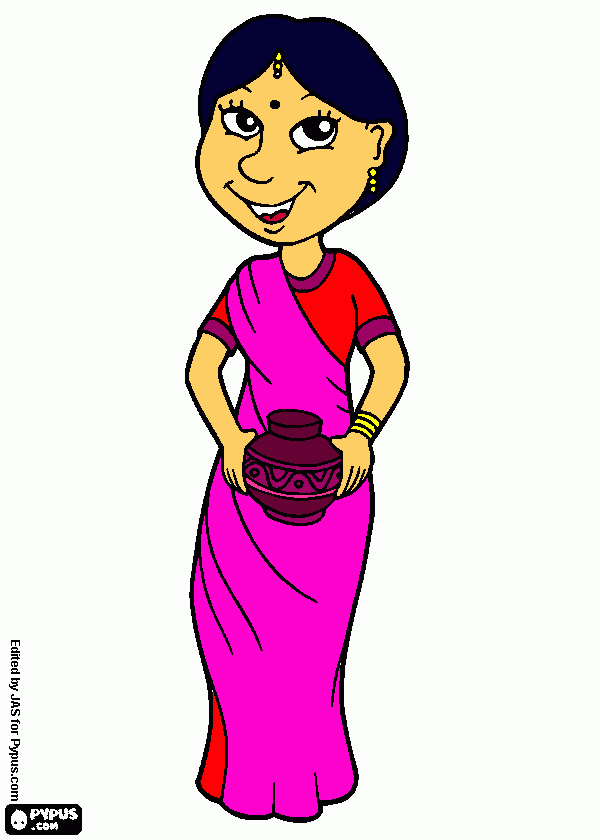 Omalovánka indická žena