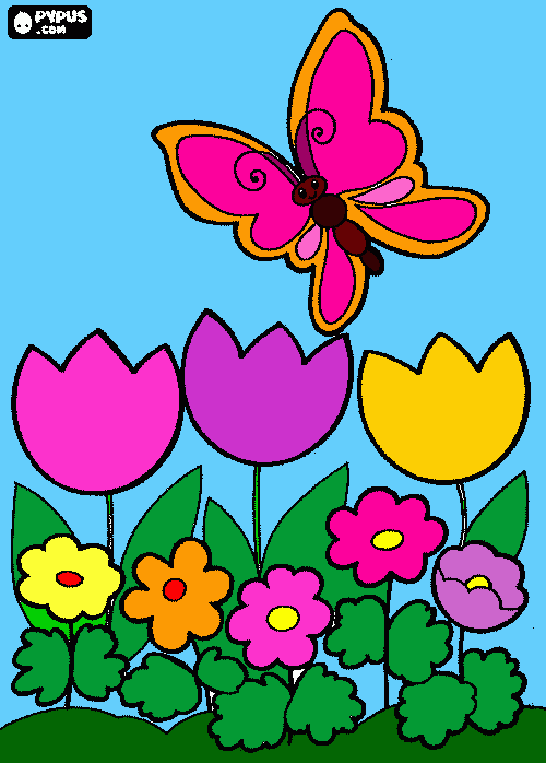 Omalovánka jarna  zahrada