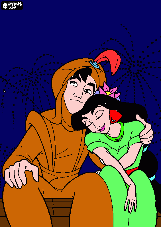 Omalovánka Jasmína a Aladdin