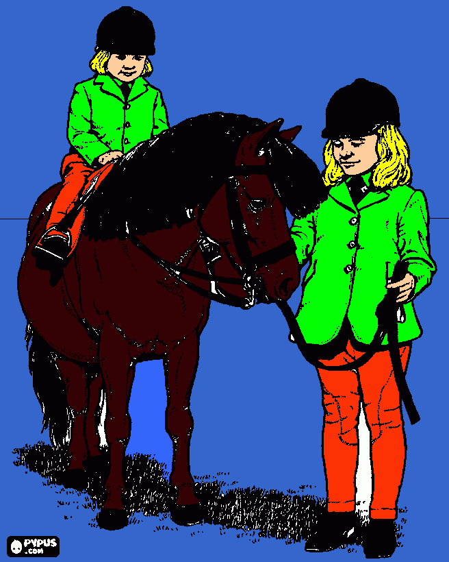 Omalovánka jezdkyně na pony