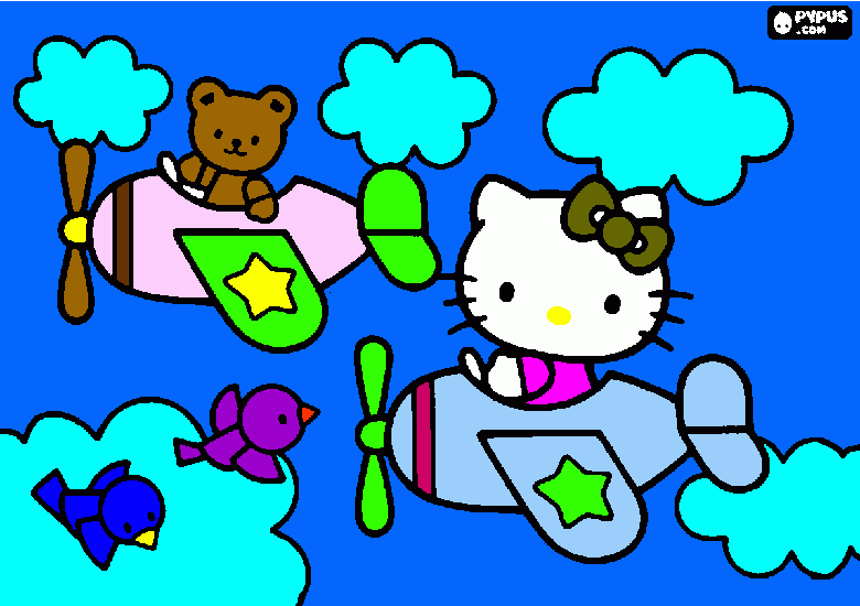 Omalovánka Kitty pilotka