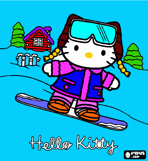 Omalovánka Kitty v zime