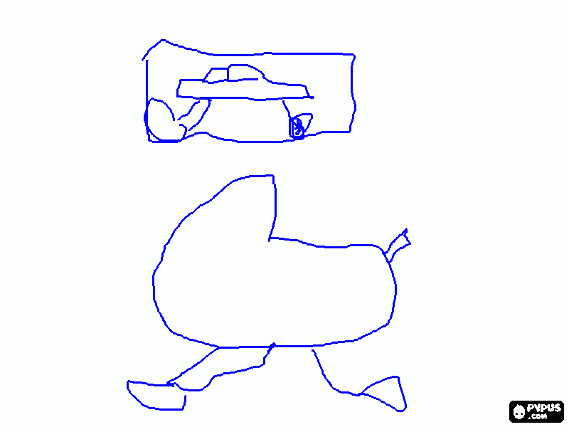 Omalovánka kocarek s botama a auto s botama