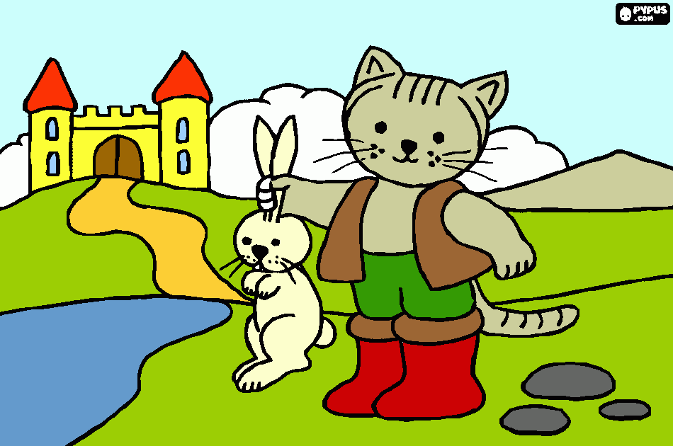 Omalovánka kocour v botách_barevně 