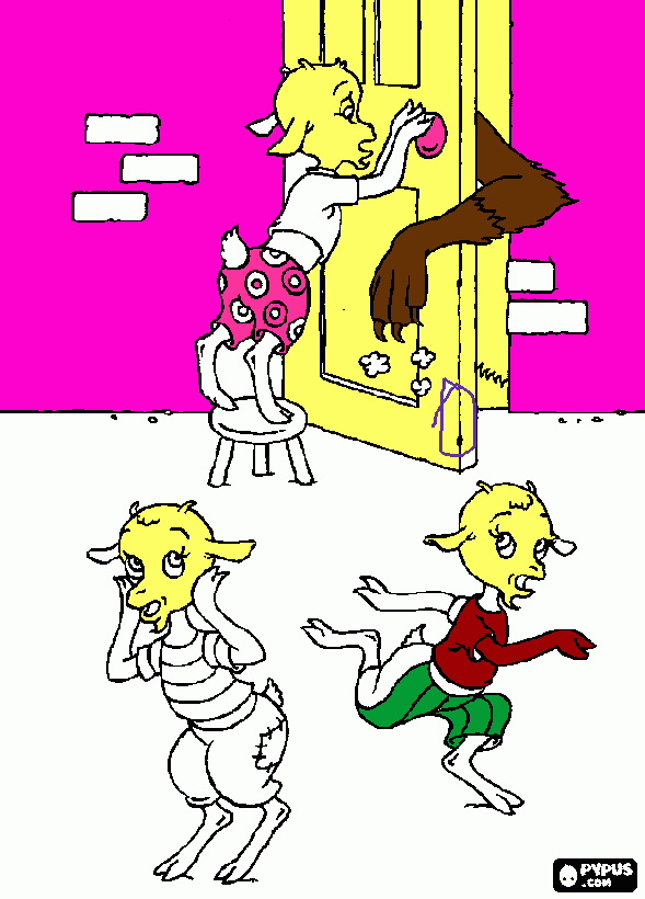 Omalovánka kozliatka a vlk