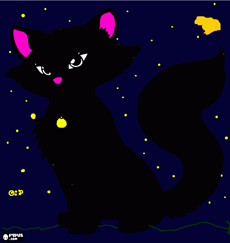 Omalovánka kočka na rozpadajícíse louce 