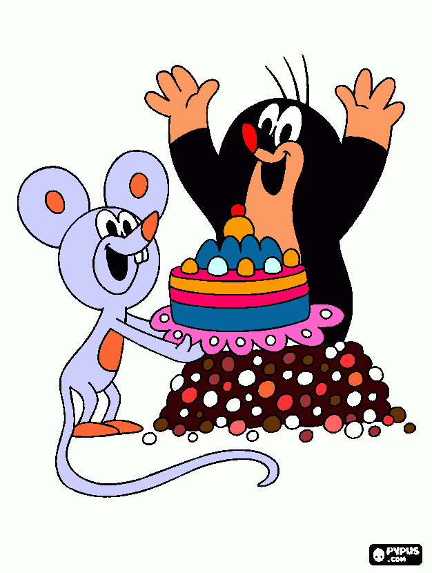 Omalovánka Krtek a narozky