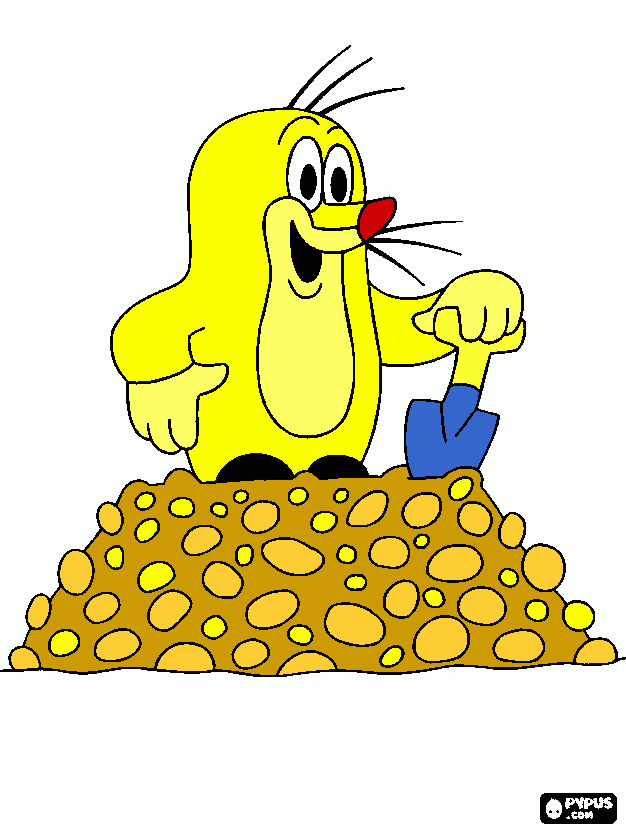 Omalovánka krtek žlutý