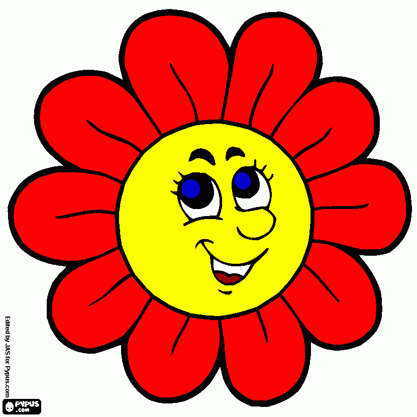 Omalovánka kvietok je červený