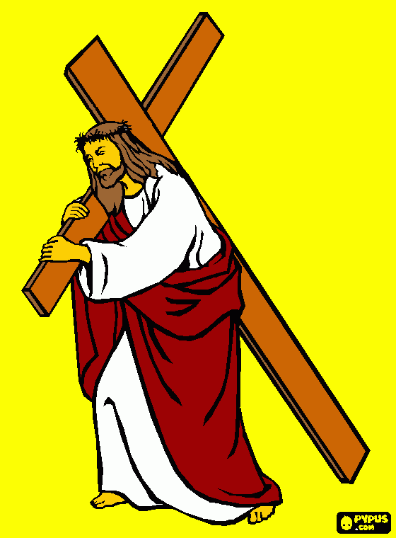 Omalovánka kříž a Ježíš