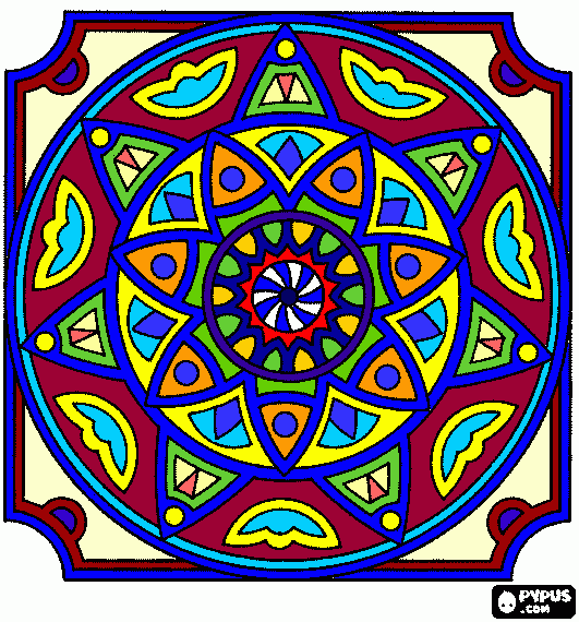 Omalovánka mandala - hvězda barevná