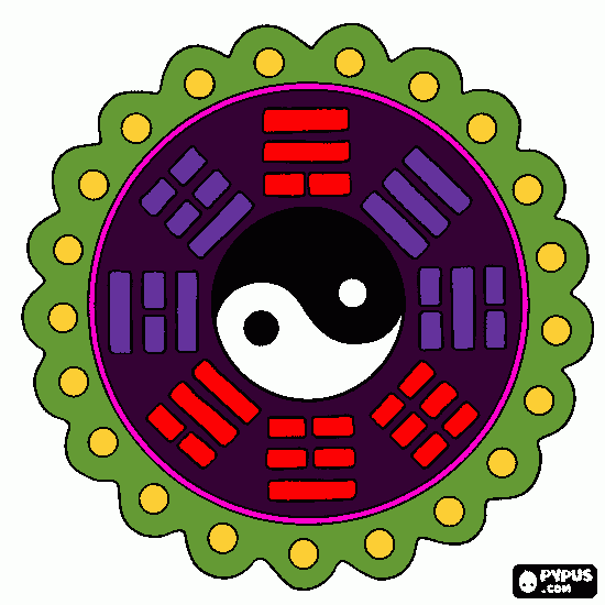 Omalovánka mandala peace jing jang 