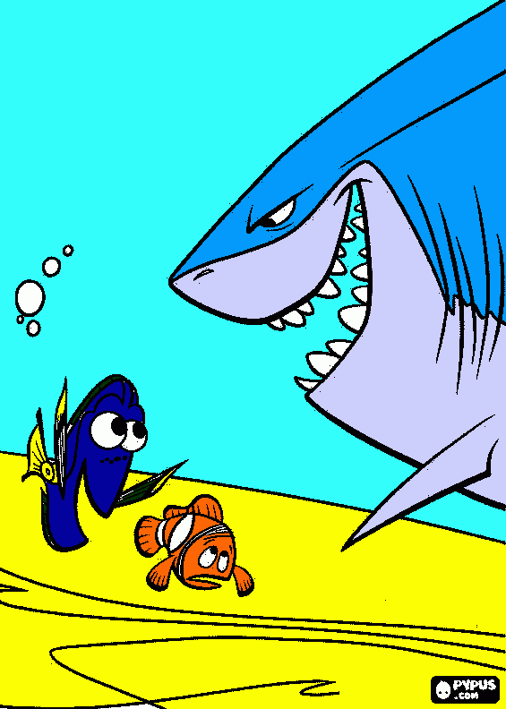 Omalovánka Merlin Dory a žralok