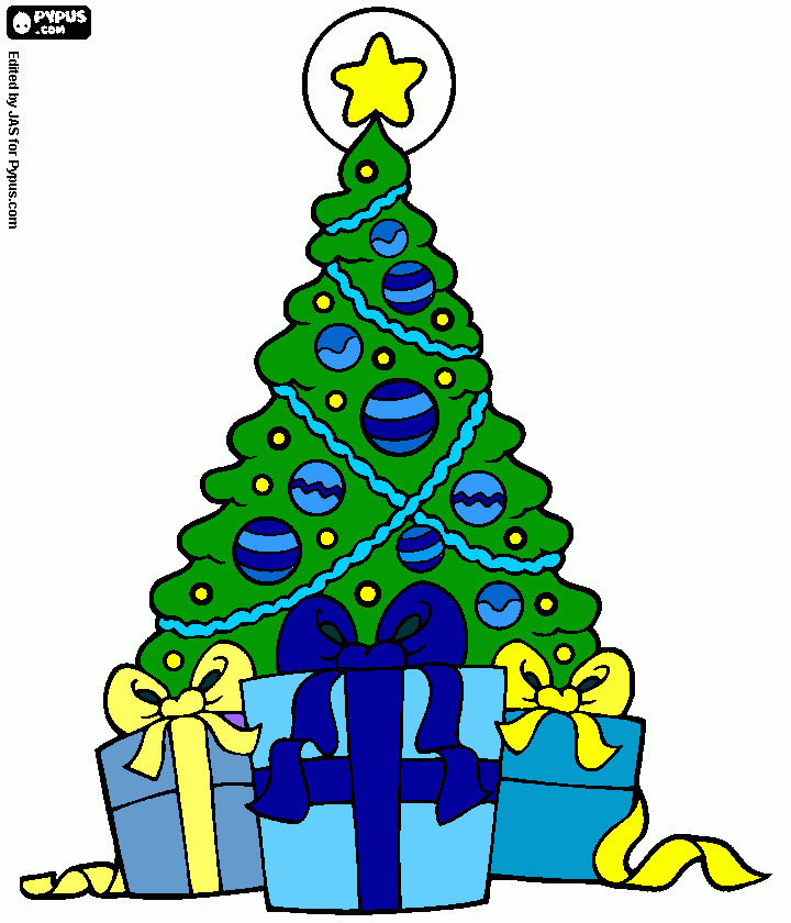 Omalovánka modrý vánoční stromeček