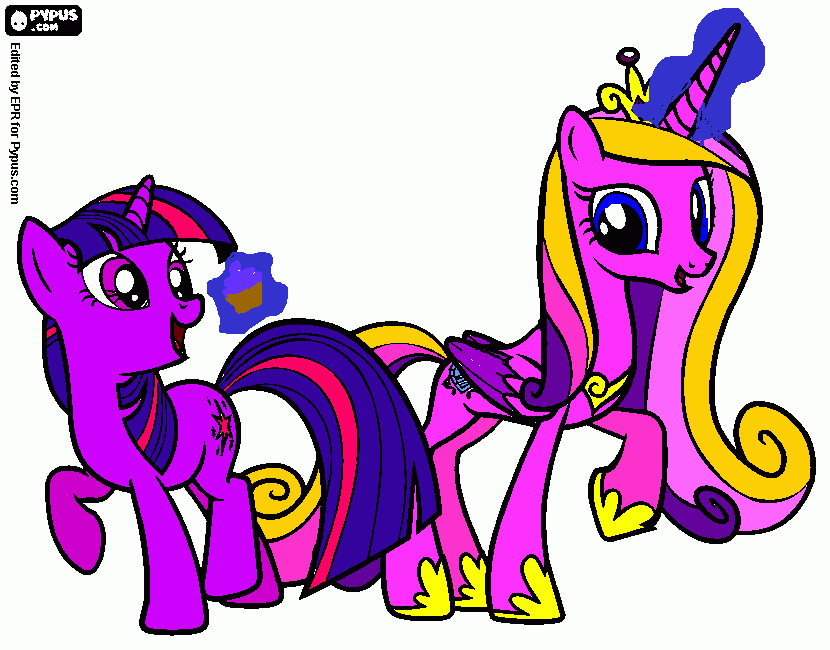 Omalovánka muj maly pony Cadence a Twilight Sparkle