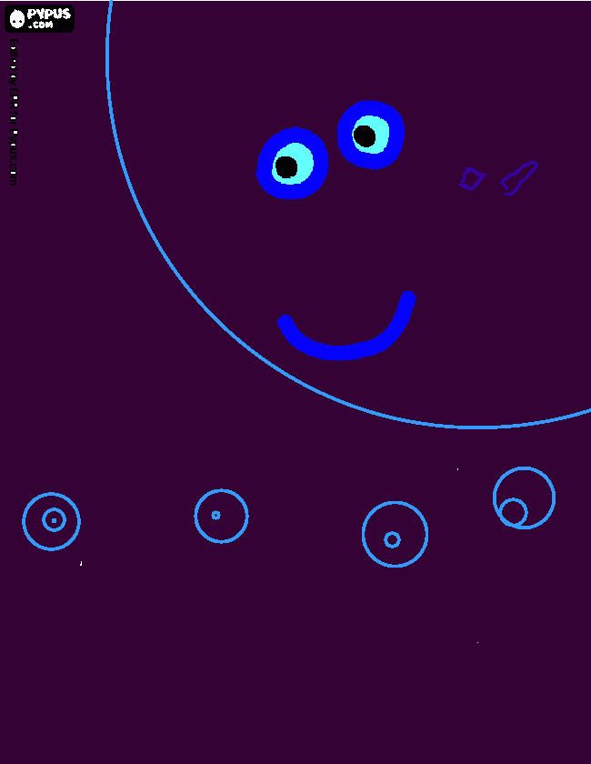 Omalovánka Noční Měsíc se dívá na svá Měsíčata