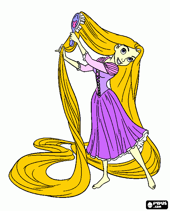 Omalovánka omalovanka rapunzel česání její krásné blond vlasy
