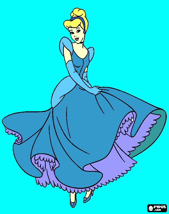 Omalovánka omalovánka princezny popelky v krásných šatech