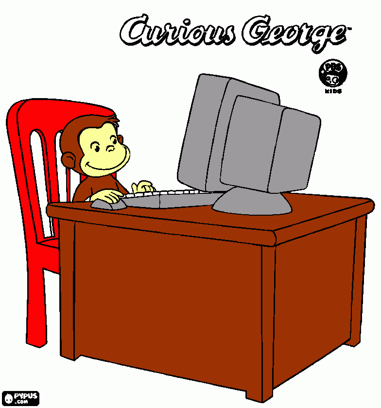 Omalovánka opice  napočitači