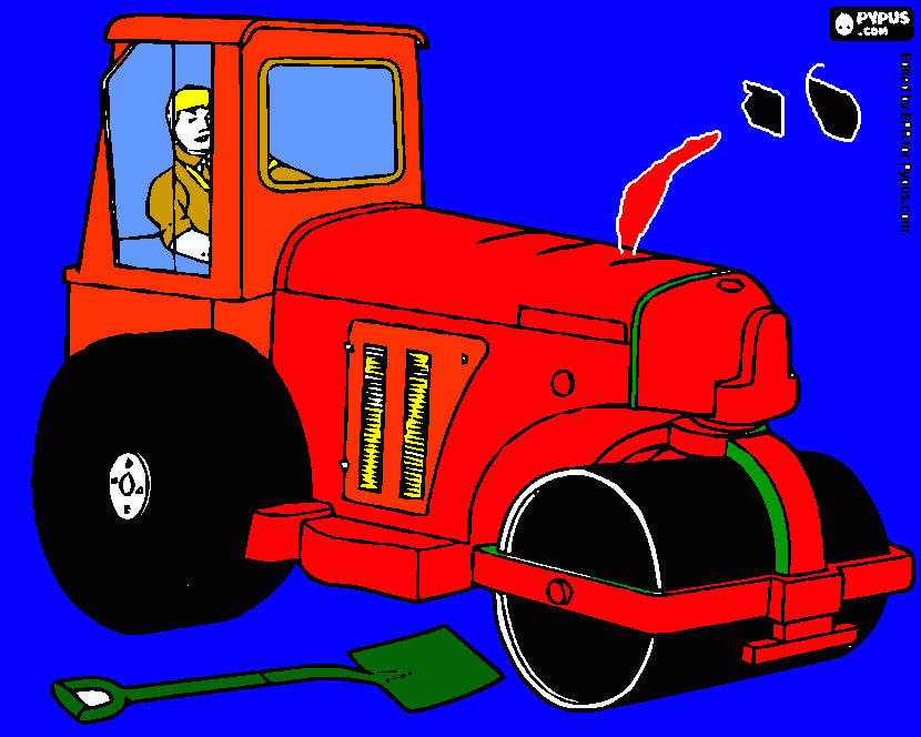 Omalovánka parní válec s lopatou