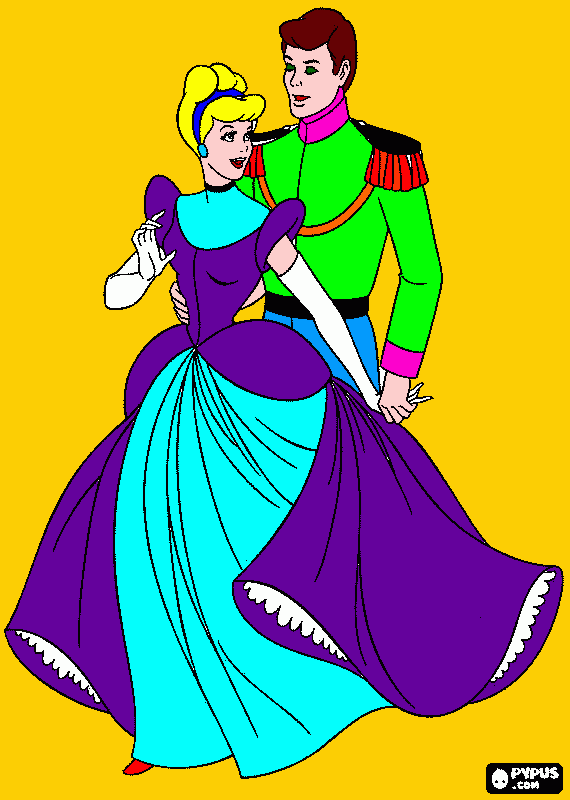 Omalovánka Popelka a princ
