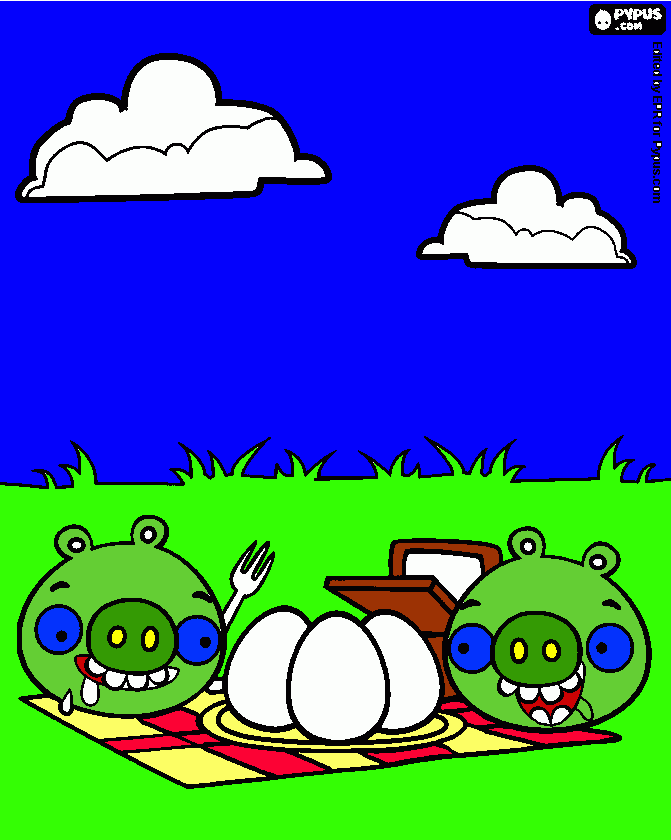 Omalovánka prasata na pikniku