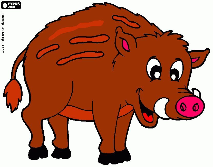 Omalovánka prase divoké s růžovím nosem