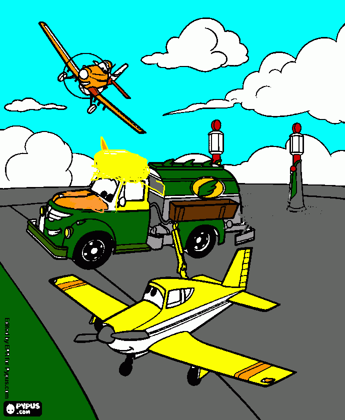 Omalovánka Prasek leti natankovat