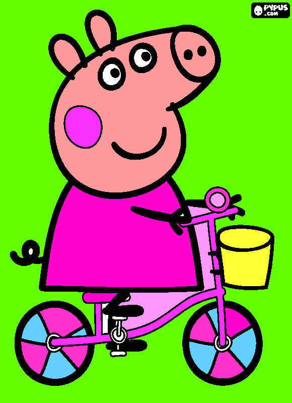 Omalovánka PRASÁTKO PEPINA NA KOLE