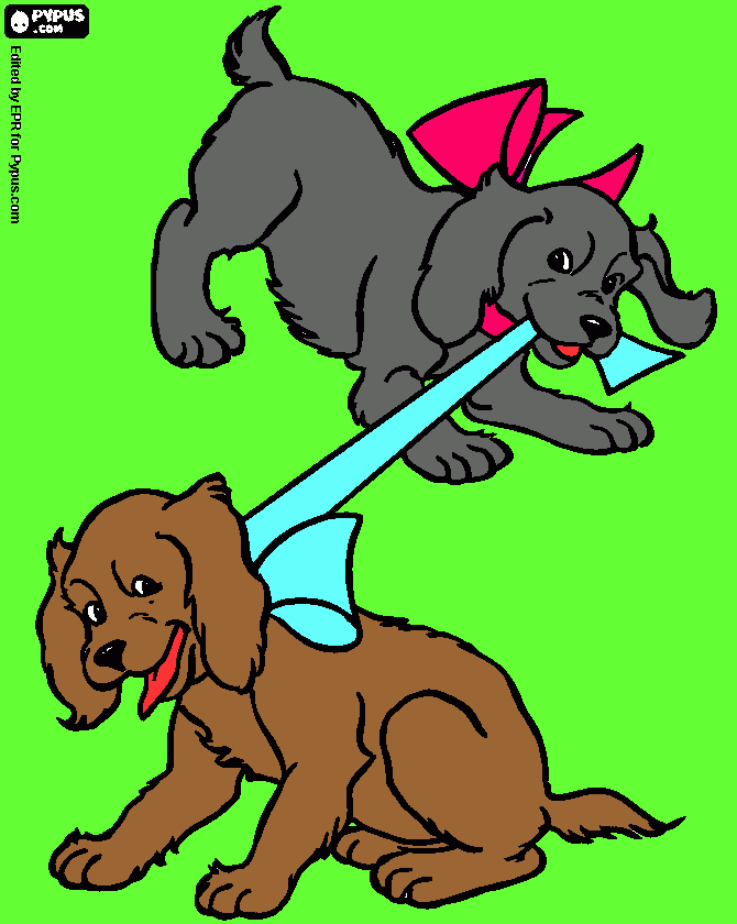 Omalovánka Psi s mašlí