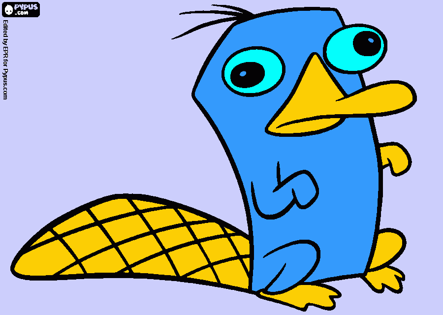 Omalovánka Ptakopysk Perry v domku na stromě v sedě