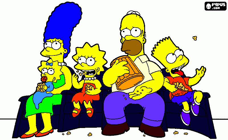 Omalovánka simpsonovi na gauči sledováním televize